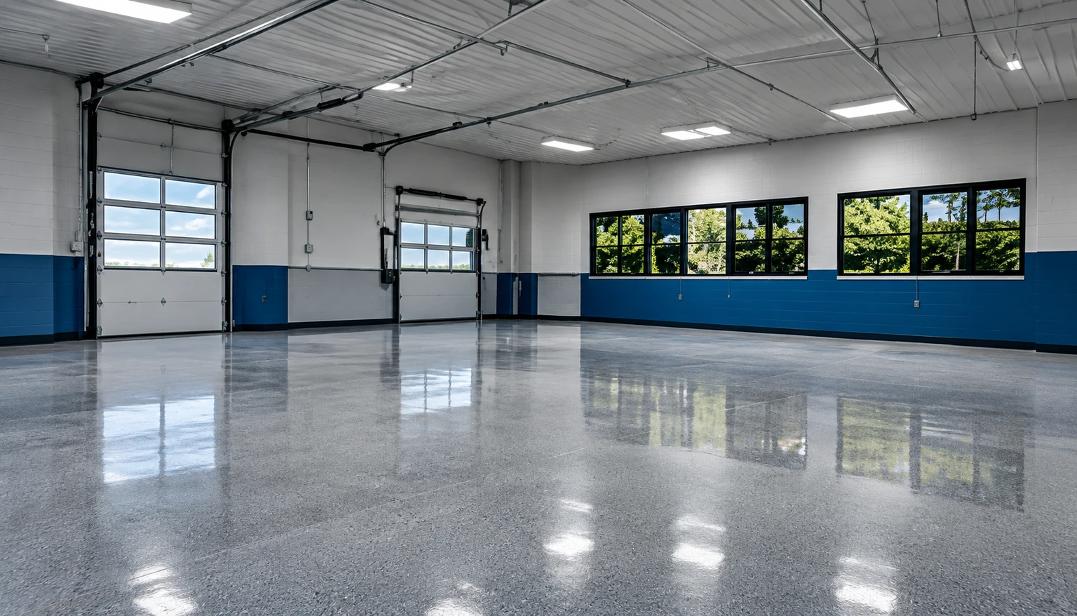 Coated commercial concrete floor